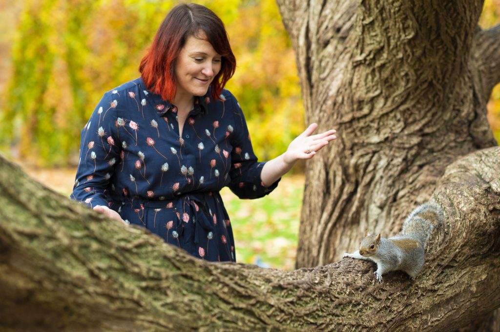 Jude talking to a Squirrel