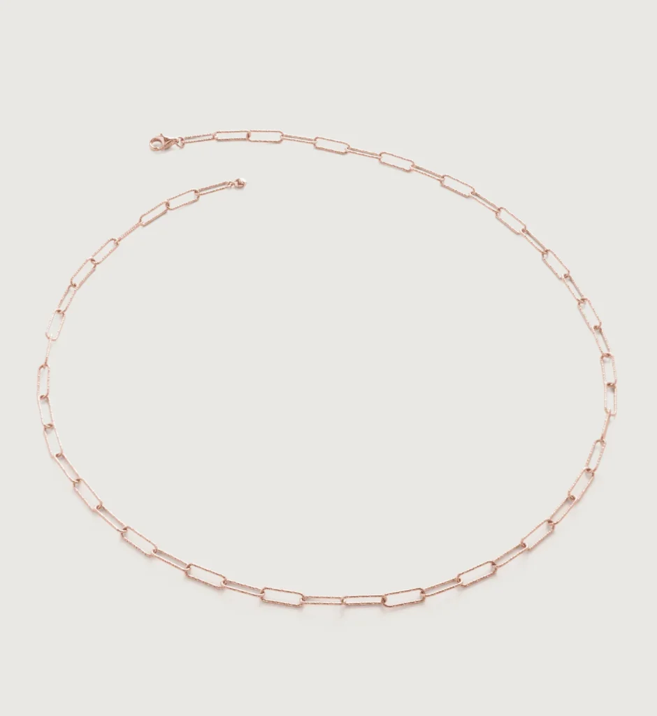 The Monica Vinader Alta Textured Chain Necklace in rose gold.